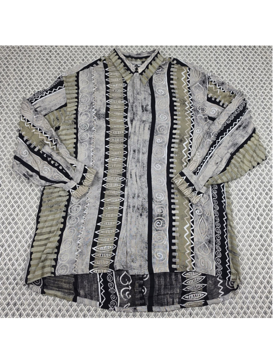Serica Elite Sport Other - Vintage Serica Elite Sport Mens L Abstract Tribal Viscose Button Up Shirt Italy
